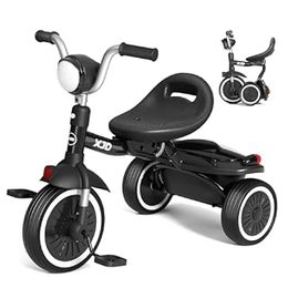 Toddler Tricycle, Foldable Toddler Bike with Pedals, Black