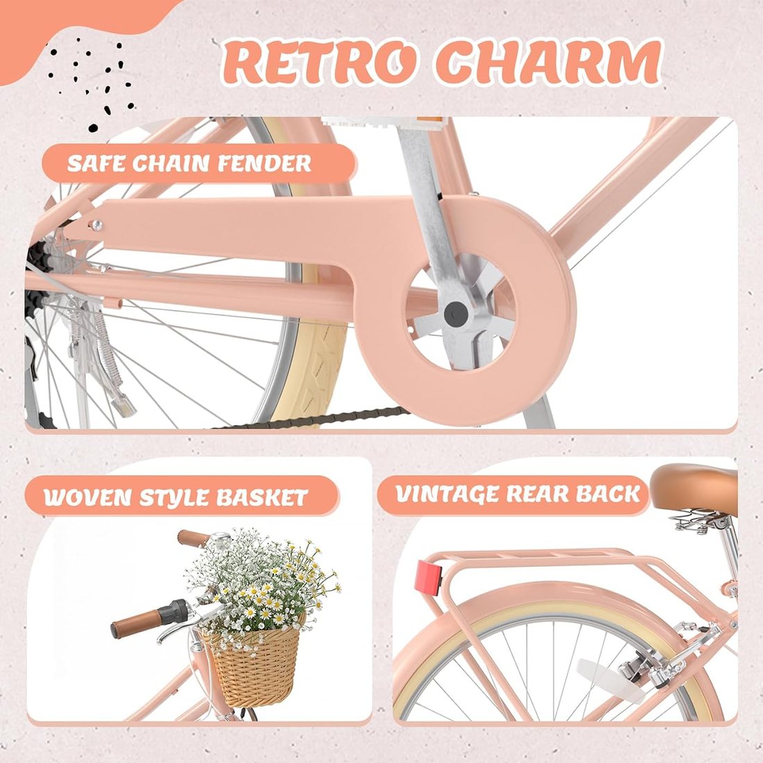 Women's Beach Cruiser Bike — Pink, view 3